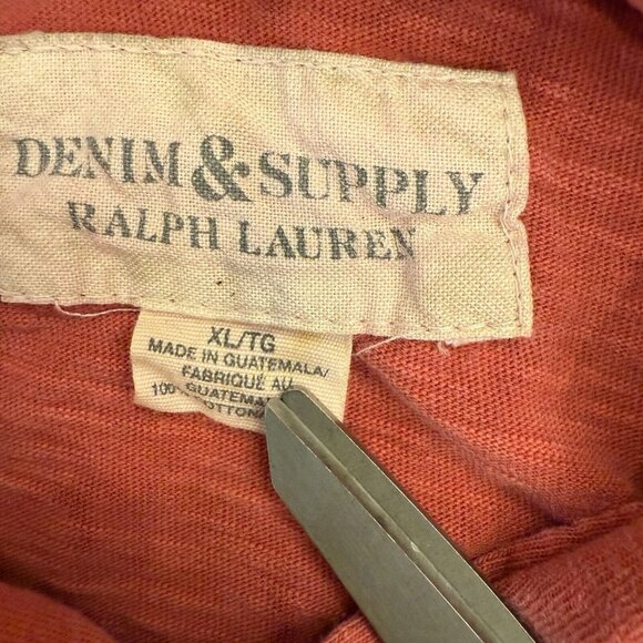 Ralph Lauren Denim & Supply Hooded Men’s Shirt Size XL Red Long Sleeve Retro - Picture 9 of 10